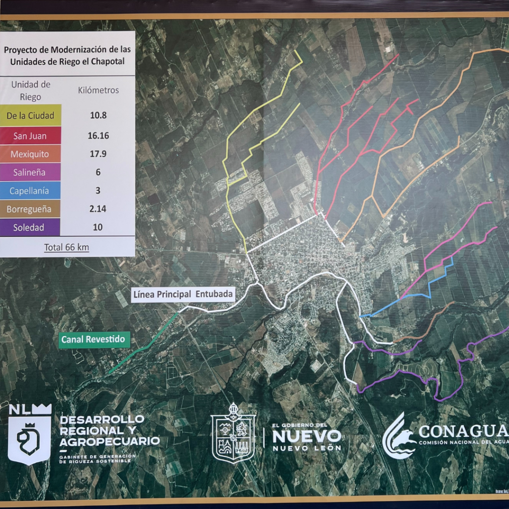 Mapa del Proyecto de Modernización y Tecnificación de Sistema de Riego Chapotal en Montemorelos