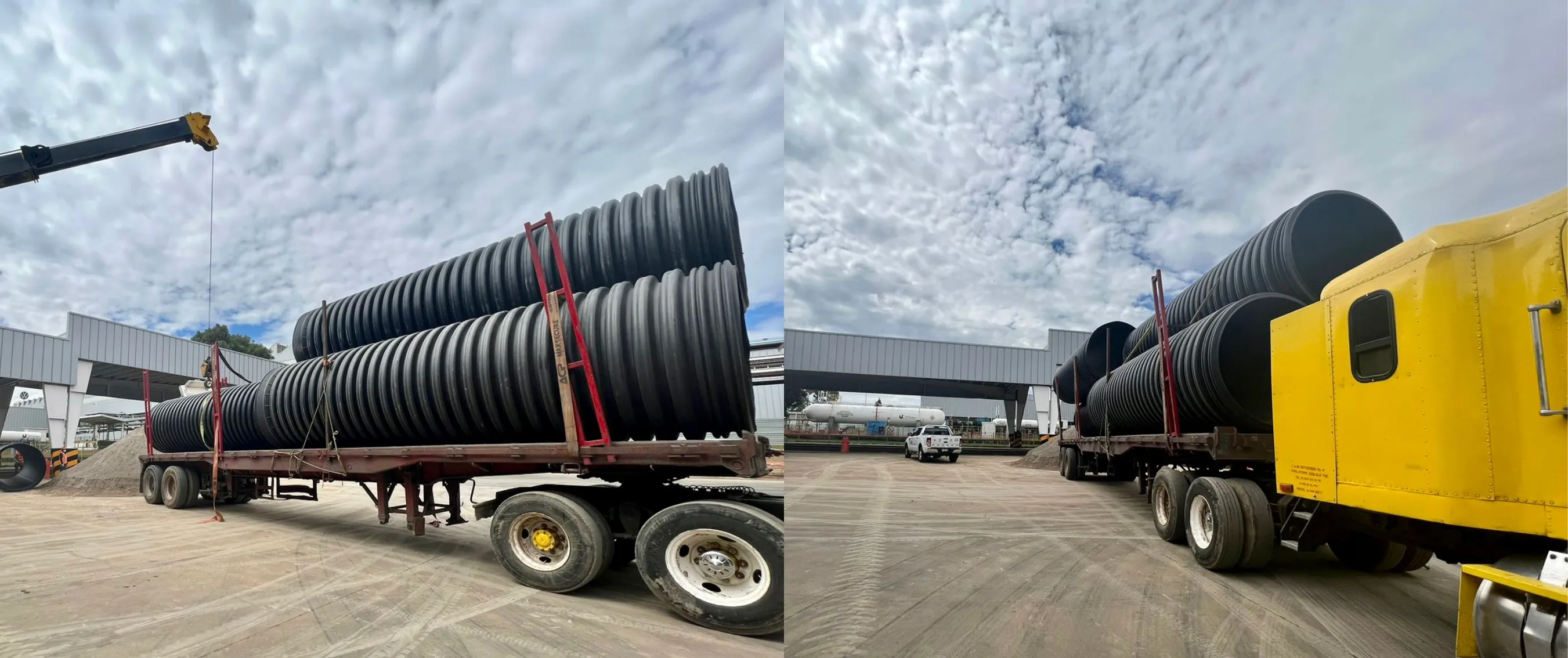 Entrega de 61 tramos de tubo corrugado en Cuautlancingo Puebla (TDR Ultra de 60" pulgadas) para la planta Volkswagen México.