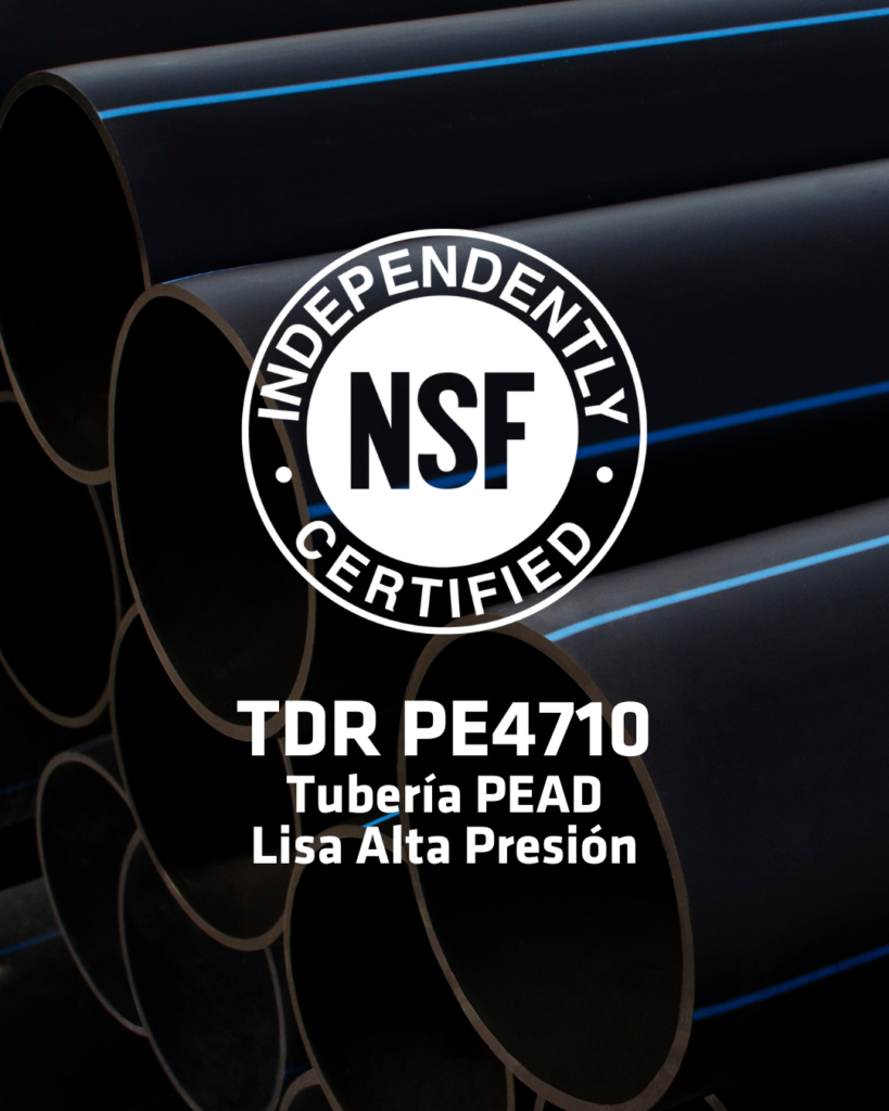 Tubería TDR PE4710 de Tododren cuenta con Certificación NSF-61