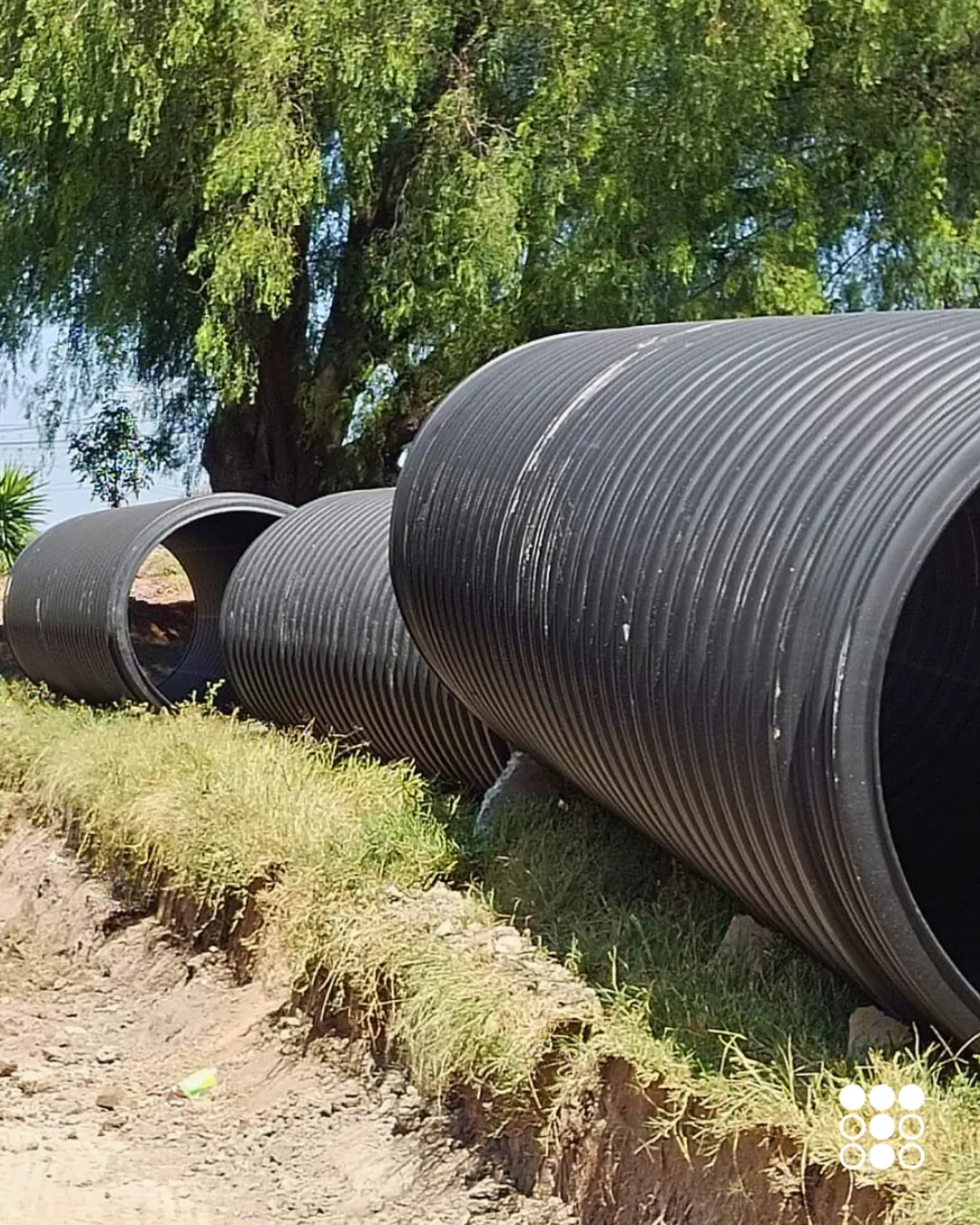 Tubería corrugada TDR Ultra de gran diámetro en obra