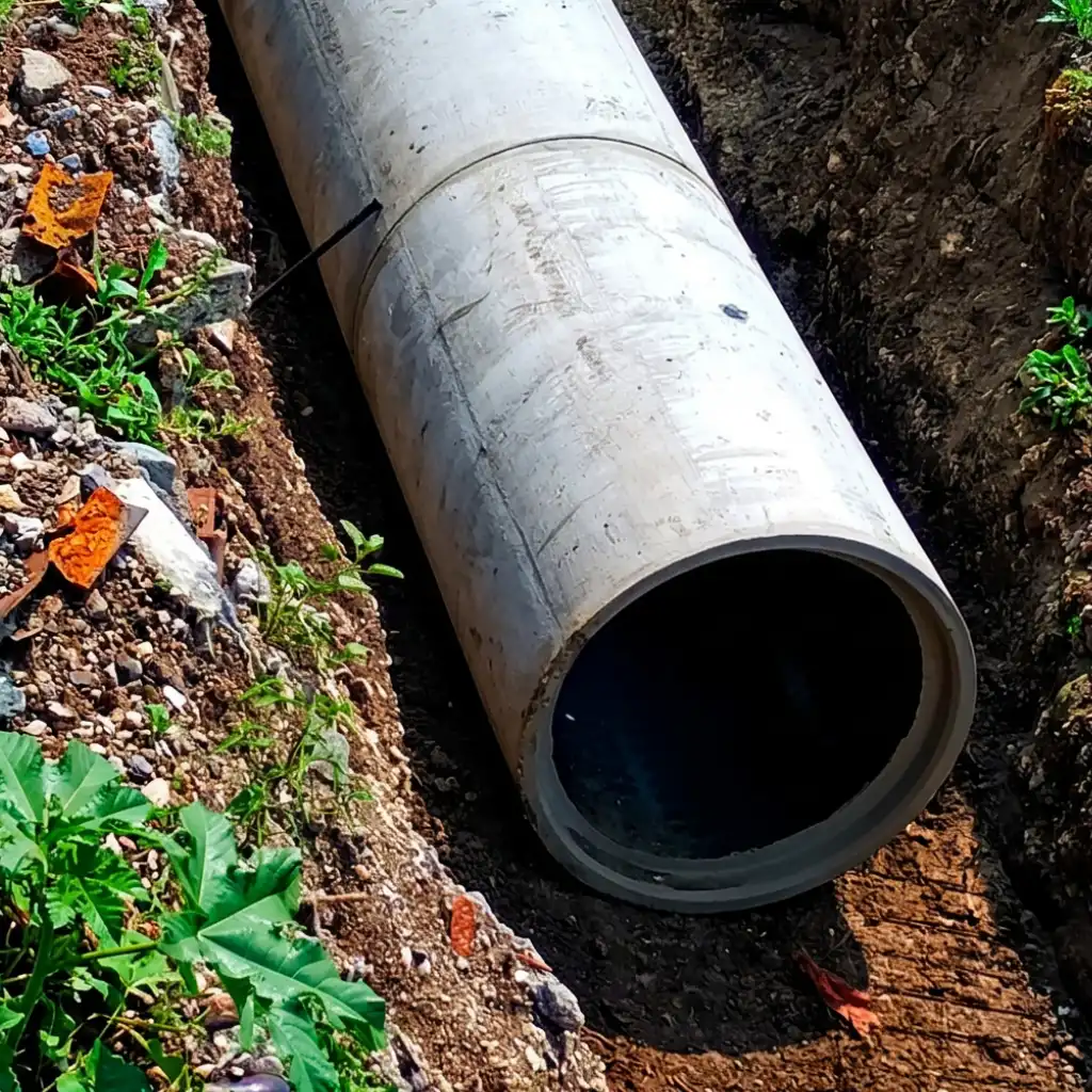 Instalación de tubería de concreto reforzado en la colonia Santa Isabel, Juárez NL